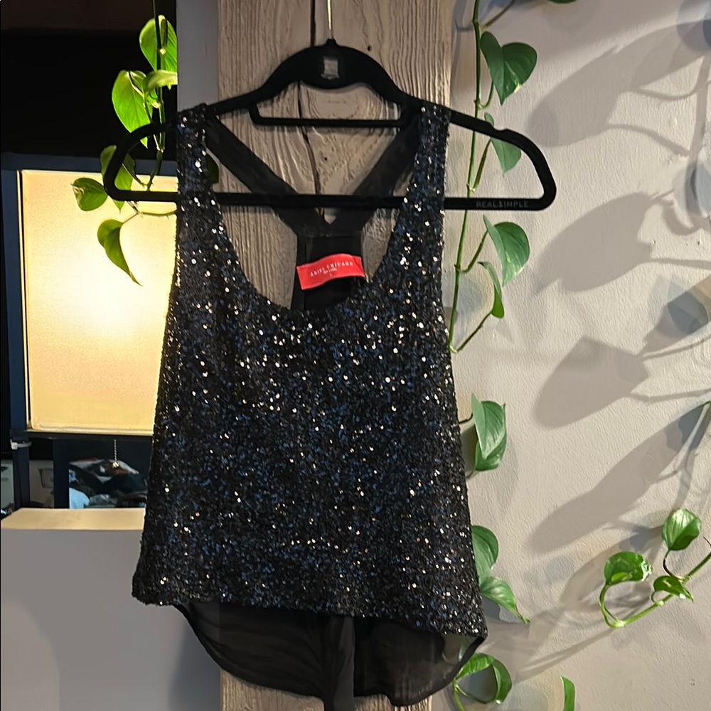 Sequin Black and Sheer Top